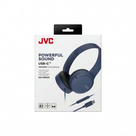 Headphones - JVC HA-S33UCAU Wired 1.2m Cable In-line Mic 20-20000Hz Blue