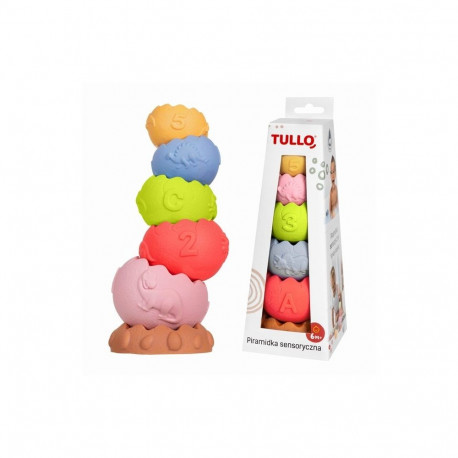 Educational Toy - Tullo Sensory Pyramid 5 Elements BPA Free Assorted Colors