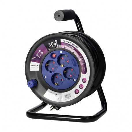 Przedłużacz bębnowy, 4 gniazda 2P+Z (Schuko), kabel PVC H05VV-F 3x1.0mm?, długość - 30m, termik, prz