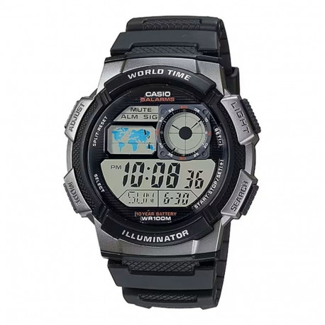 Meeste Kell Casio WORLD TIME ILLUMINATOR Must (Ø 43 mm)