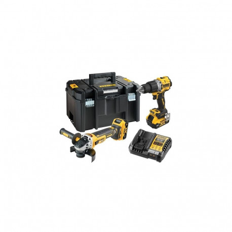 DeWalt DCK2026P2T-QW komplekt DCD805 + DCG405, 18 V XR 2×5.0 Ah must, kollane