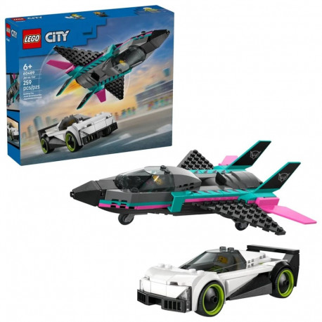 LEGO CITY 60489 reaktiivlennuk vs auto