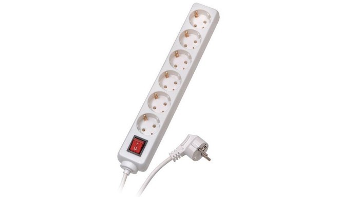 Vivanco extension cord 6 sockets 1.4m with switch, white (28260)