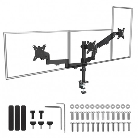 Maclean 3 monitor mount, gas spring, 17"-27", 2-8kg, black, MC-137