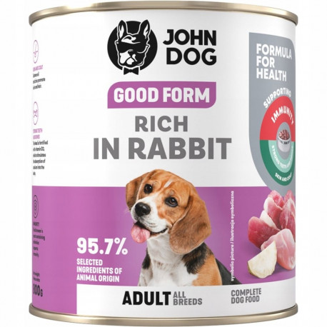 JOHN DOG Good Form rohkelt küülikut märg koeratoit 800g