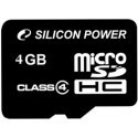 Silicon Power mälukaart microSDHC 4GB Class 4 + USB lugeja