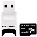 Silicon Power memory card microSDHC 8GB Class 4 + USB reader
