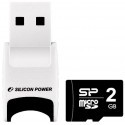 Silicon Power memory card microSD 2GB + USB reader