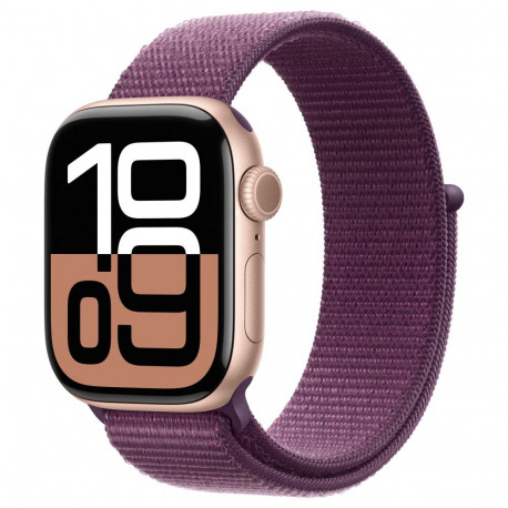"APPLE Watch Series 10 GPS + Cellular 42mm Rose Gold Aluminium Case with Plum Sport Loop"