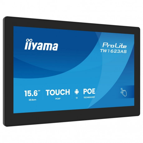 39,5cm/15,6" (1920x1080) iiyama ProLite TW1623AS-B3P 16:9 IPS 30ms 60Hz HDMI USB LAN PoE VESA kõlar 