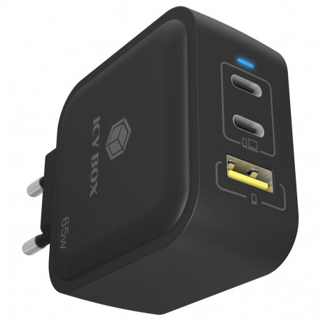 IcyBox laadija 65W GaN PD 3.0 3-pordiline