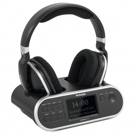 "TSAT Stereoman 2 DAB+ sw Stereo-Funkkopfhörer mit Dockingstation 2,4GHz"