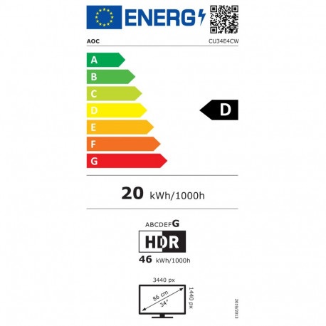 "86,4cm/34"" (3440x1440) AOC CU34E4CW 21:9 VA 4ms 120Hz Curved HDMI DisplayPort USB-C RJ45 VESA Spea