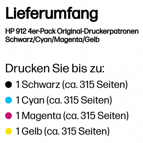 "HP 912 CMYK Original Ink Cartridge 4-Pack"