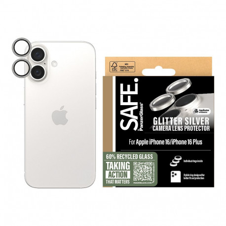 "SAFE Camera Protector Glitter Silver iPhone 16/16 Plus"