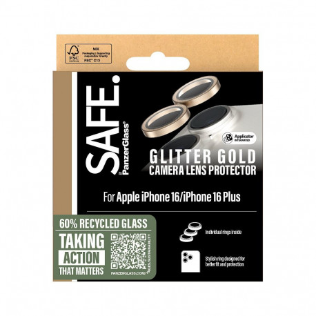 "SAFE Camera Protector Glitter Gold iPhone 16/16 Plus"