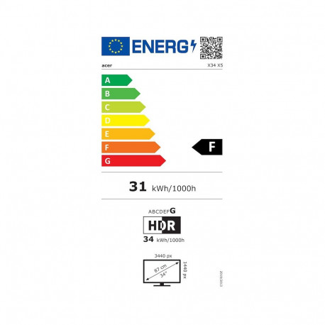 "Acer Predator X34X5b 34"" 86.4cm 21:9 240Hz 3440x1440"