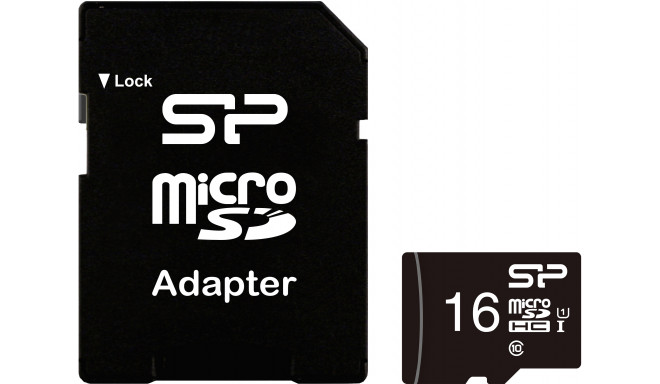 Silicon Power mälukaart microSDHC 16GB Class 10 + adapter