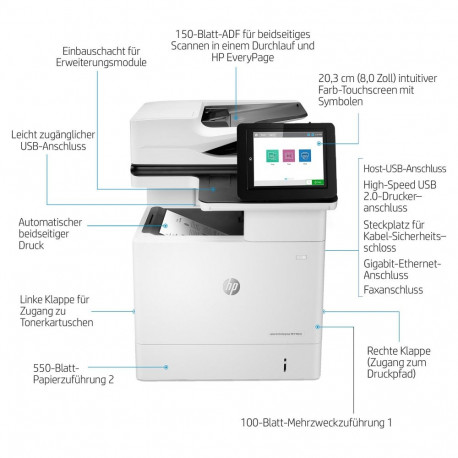 "L HP LaserJet Enterprise MFP M635h Laser-Multifunktionsdrucker 3in1 A4 LAN Duplex ADF"