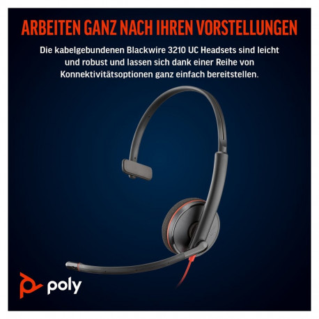 "HP Poly Headset Blackwire C3210 Mono USB-C/A"