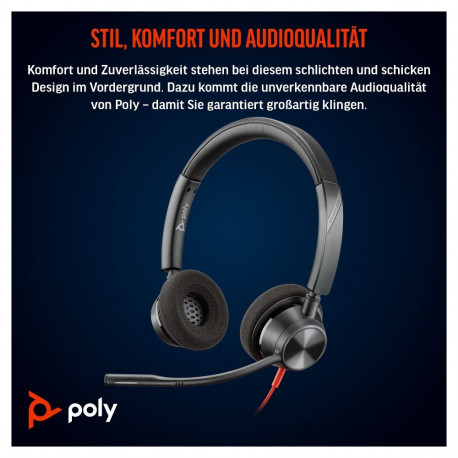 "HP Poly Blackwire 3320 Stereo USB-C Headset +USB-C/A Adapter (213934-01)"