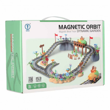Magnetiline autode võidusõidurada 1 helendav sõiduk 153 elementi