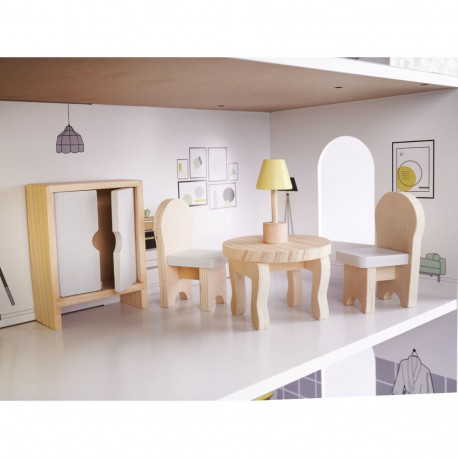 Puidust nukumaja + mööbel 70cm hall