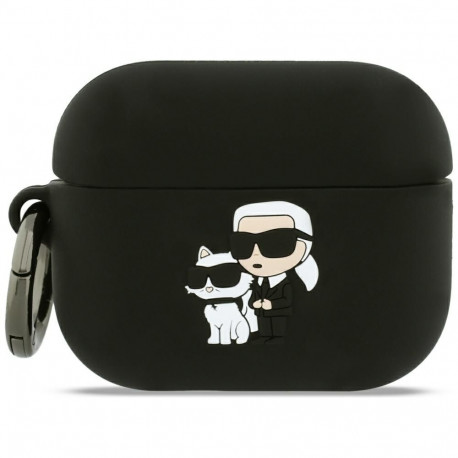 Karl Lagerfeld Silicone Karl & Chaupette Head 3D Case for AirPods Pro 3 - Black