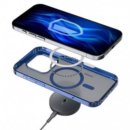 3mk Frosty MagCase Blue Case for Apple iPhone 14 Pro - Transparent