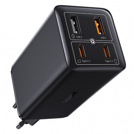 Wall Charger Baseus GaN6 Pro, 100W, 3.25A, 2 x USB-A - 2 x USB-C, with USB-C Cable, Black P101627051