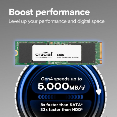 SSD|CRUCIAL|100xTBW rating|NVMe Yes|PCI Express 4.0|M.2|2000 GB|E100|CT2000E100SSD8