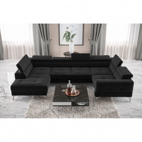 U-kujuline nurgadiivanvoodi Toscania Max I, must matt