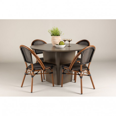 Aiamööbli komplekt SANTA FE laud ja 4 tooli, pruun/must