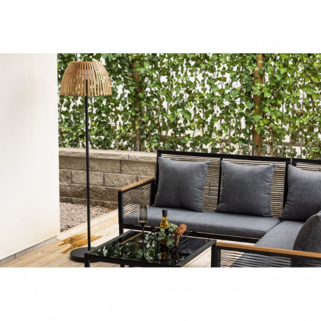 Põrandavalgusti MABIS Ø40cm, naturaalne/must