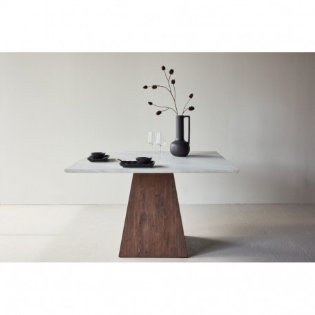 Söögilaud CAEL 120x120 cm, pruun/helehall