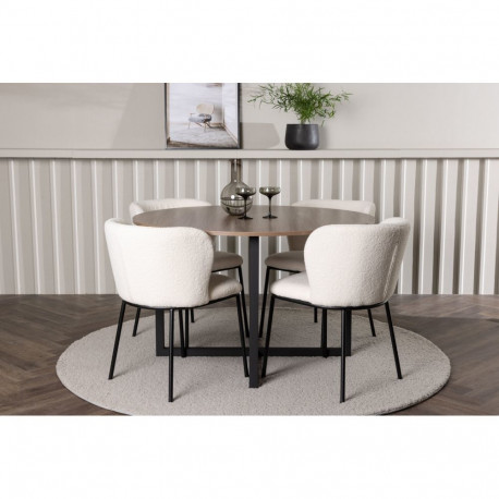 Söögitoa komplekt DURANGO&EDINA 4 tooli, pähkel ja valge