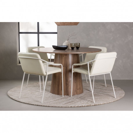 Söögitoa komplekt LANZO&TVIST 4 tooli, ümarlaud 120cm, naturaalne/beež