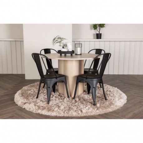 Söögitoa komplekt OLIVIA&TEMPE 4 tooliga, valge/must