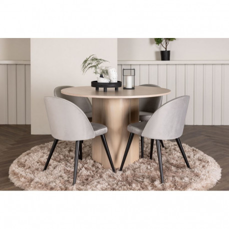 Söögitoa komplekt OLIVIA 4 tooliga, naturaalne/hall