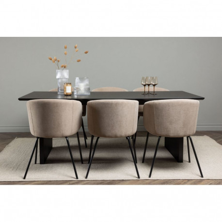 Söögitoa komplekt VAIL&BERIT 6-kohaline, must/beež