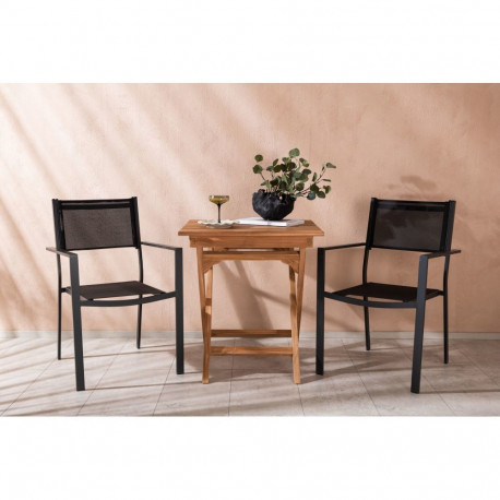 Aiamööbli komplekt GHANA laud ja 2 tooli COPACABANA, naturaalne/must