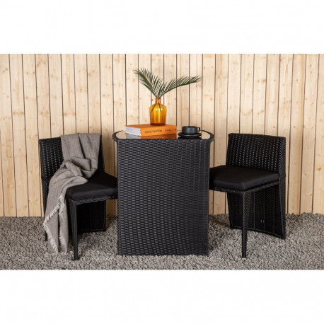 Aiamööbli komplekt SAVANNA laud ja 2 tooli, must