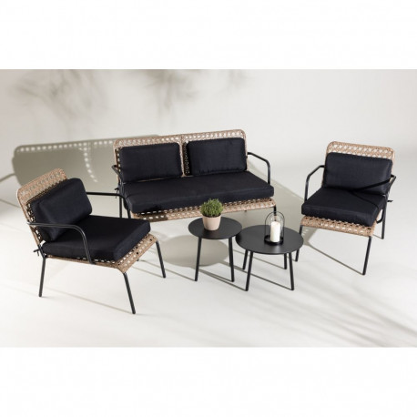 Aiamööbli komplekt PAOLA 2-kohaline, must/hall