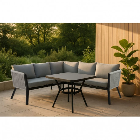 Aiamööbli komplekt VIRYA nurgadiivan, must