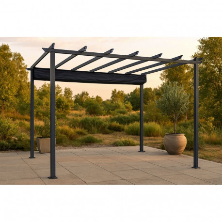 Kangaskatusega pergola LAZIO 3,95×2,95×2,45m, must