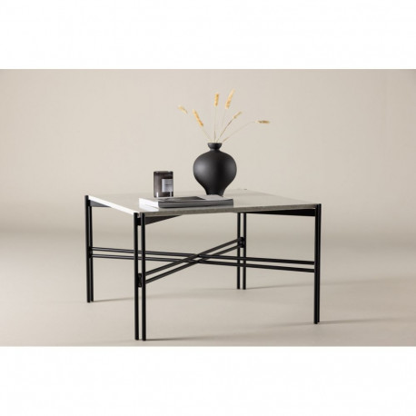 Diivanilaud RAZZIA 75x75x48, valge terazzo/must