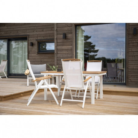 Aiatool PANAMA 5-positsiooniline kokkupandav, valge/tiikpuu