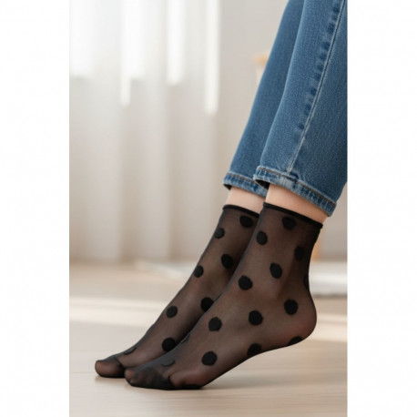 SOKISAHTEL KYLIE musta värvi täpilised õhukesed sokid 444