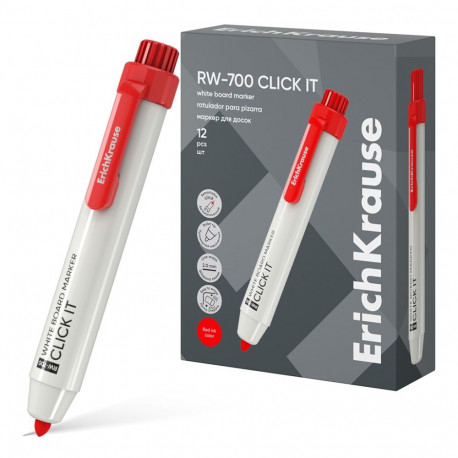 Retractable white board marker ErichKrause RP-700 Click it, ink color: red (box 12 pcs.)