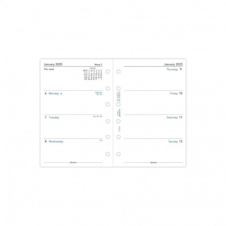 Kalendrisisu Filofax Pocket nädal 2-lehel, ingliskeelne 2026a.
